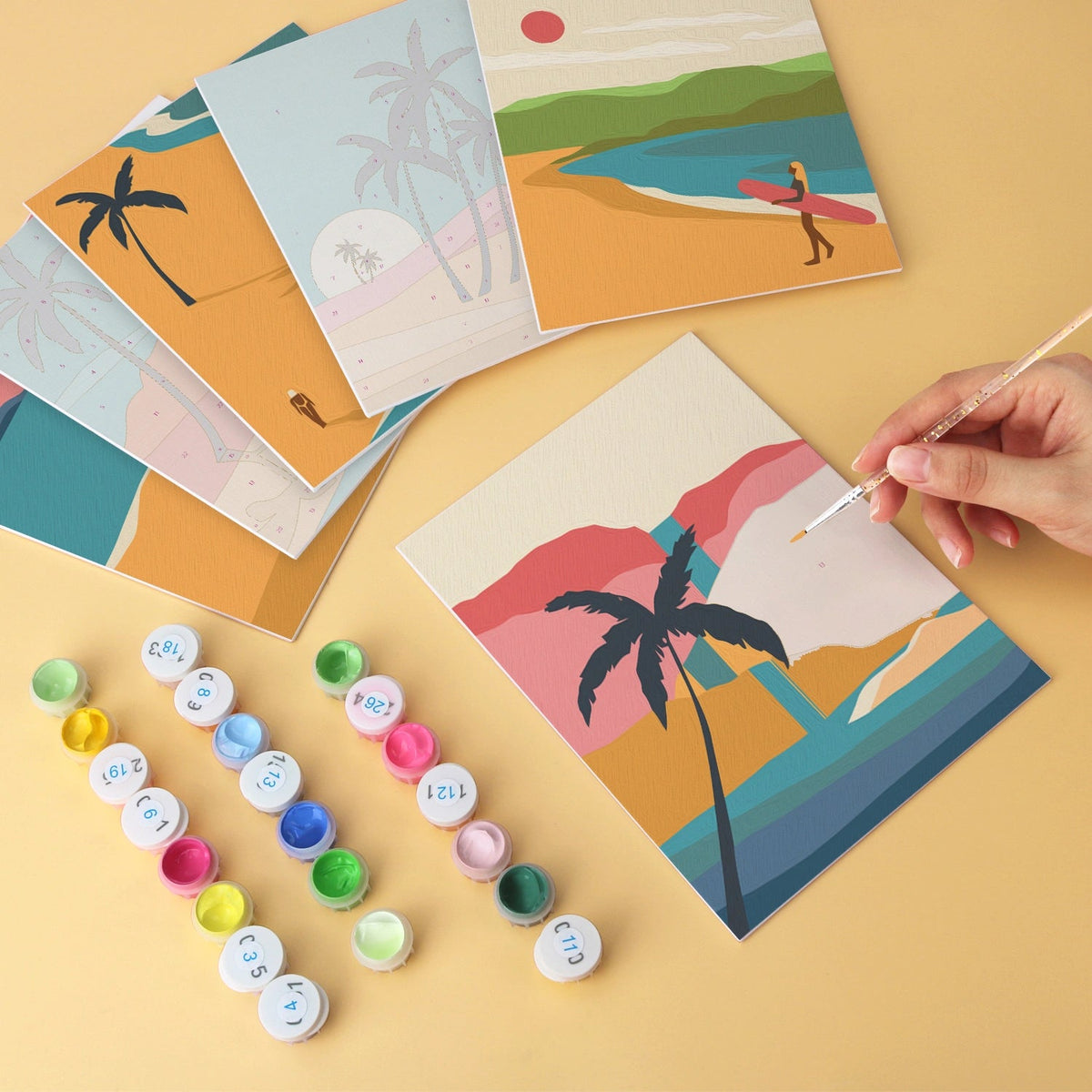Surfside Sunset - Mini Paint by Numbers (6 Pieces) paint by numbers kit