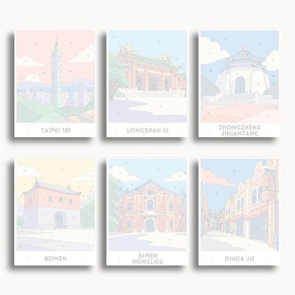 Taipei Travel Posters - 6 Mini Kits paint by numbers kit