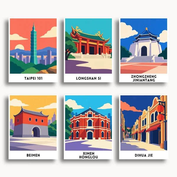 Taipei Travel Posters - 6 Mini Kits paint by numbers kit