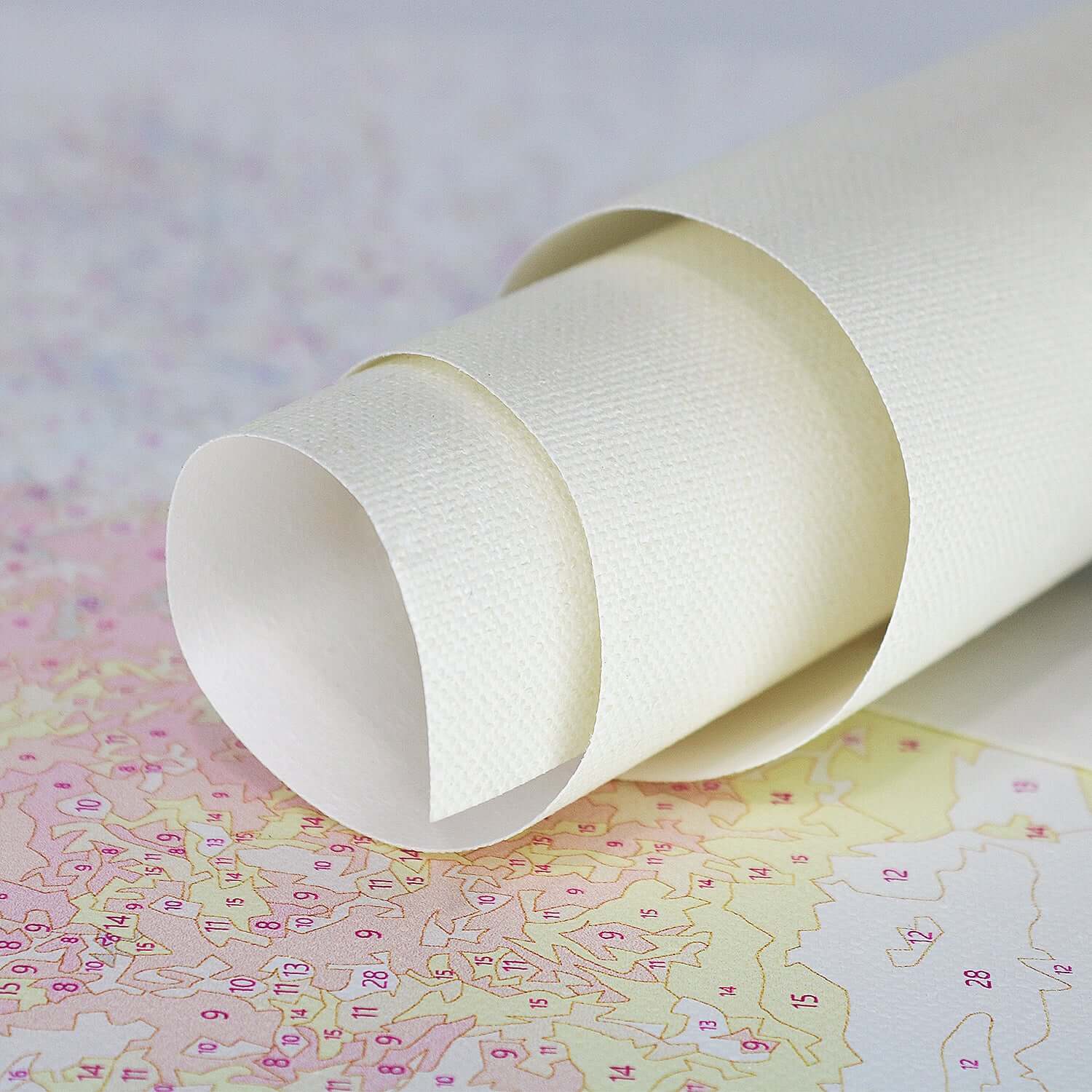 Tinta Canvas premium textured linen paint by numbers canvas roll close-up showing high quality art surface for DIY painting kits for adults