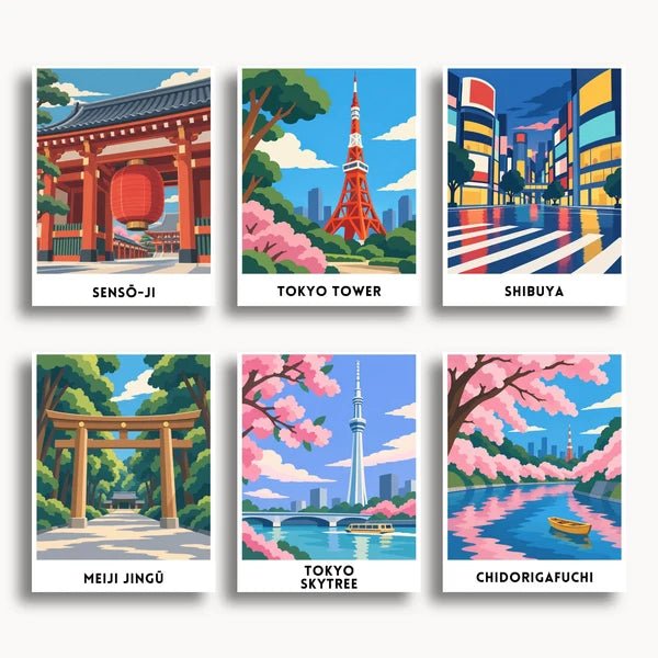 Tokyo Travel Posters - 6 Mini Kits paint by numbers kit