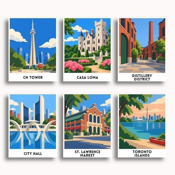 Toronto Travel Posters - 6 Mini Kits paint by numbers kit