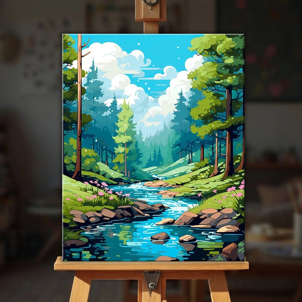 Tranquil Woodland Stream paint by numbers kit