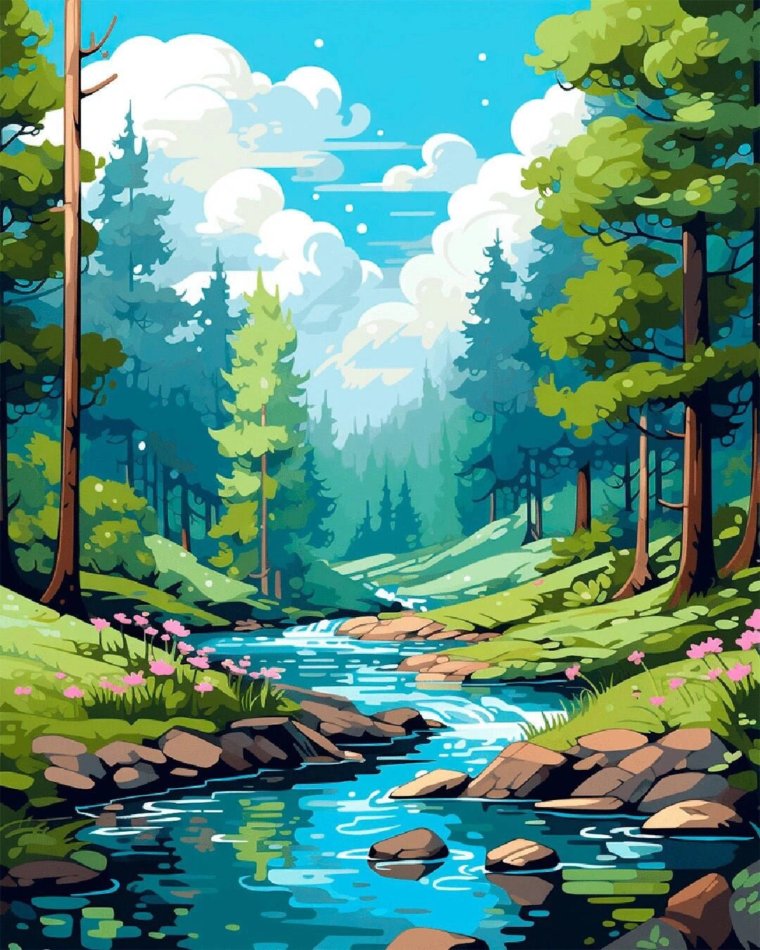Tranquil Woodland Stream paint by numbers kit