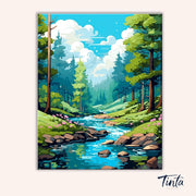 Tranquil Woodland Stream paint by numbers kit