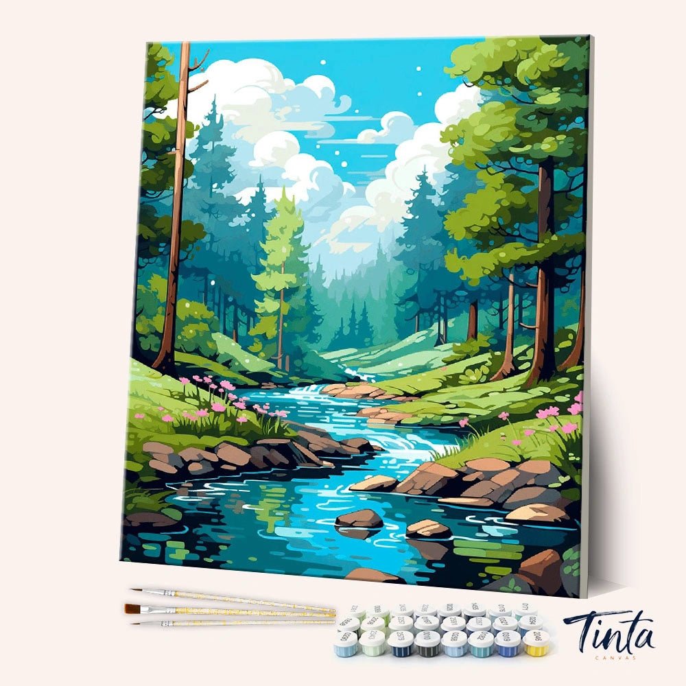 Tranquil Woodland Stream paint by numbers kit