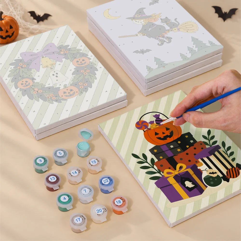 Trick or Treat Treasures - Mini Paint by Numbers (6 Pieces) paint by numbers kit