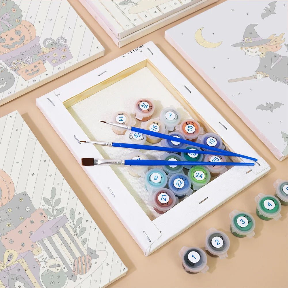 Trick or Treat Treasures - Mini Paint by Numbers (6 Pieces) paint by numbers kit
