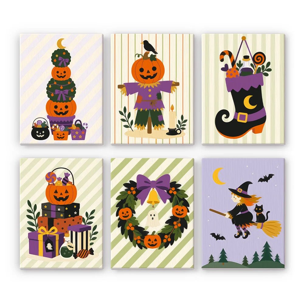Trick or Treat Treasures - Mini Paint by Numbers (6 Pieces) paint by numbers kit