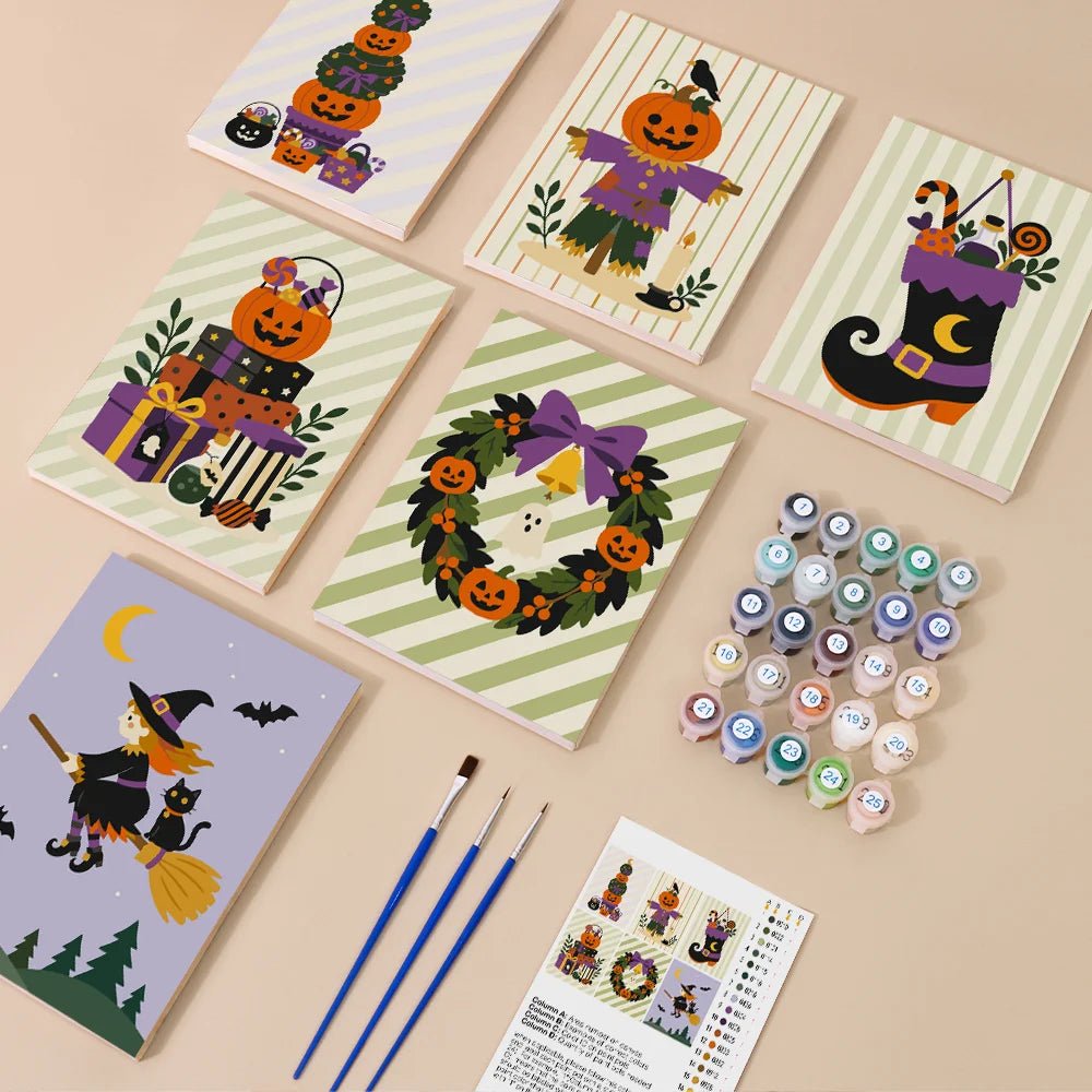 Trick or Treat Treasures - Mini Paint by Numbers (6 Pieces) paint by numbers kit