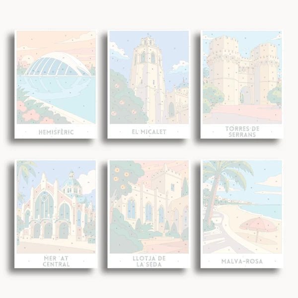 Valencia Travel Posters - 6 Mini Kits paint by numbers kit