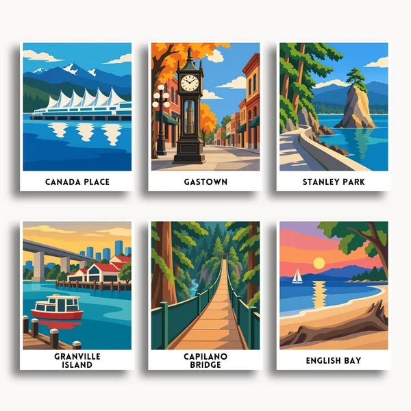 Vancouver Travel Posters - 6 Mini Kits paint by numbers kit