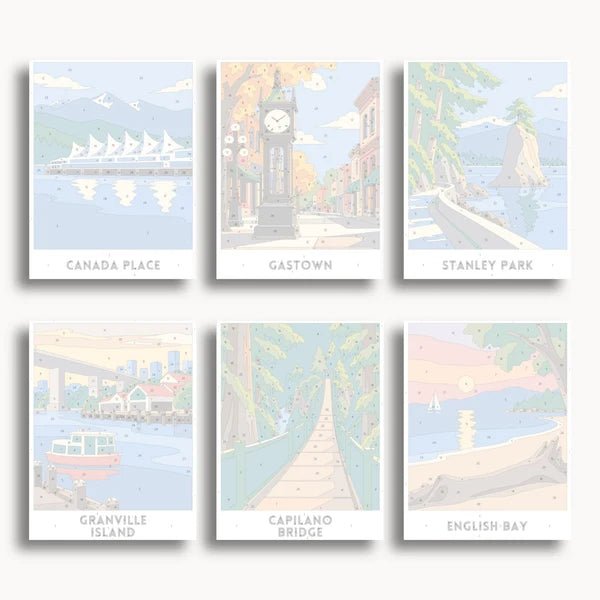 Vancouver Travel Posters - 6 Mini Kits paint by numbers kit