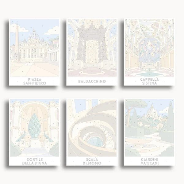 Vatican City Travel Posters - 6 Mini Kits paint by numbers kit