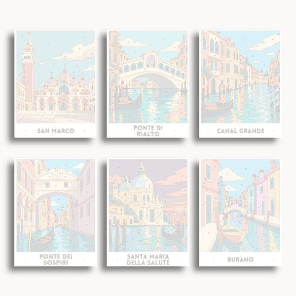 Venice Travel Posters - 6 Mini Kits paint by numbers kit