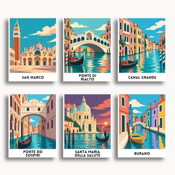 Venice Travel Posters - 6 Mini Kits paint by numbers kit