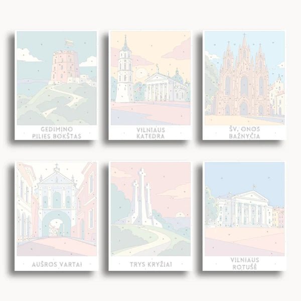 Vilnius Travel Posters - 6 Mini Kits paint by numbers kit