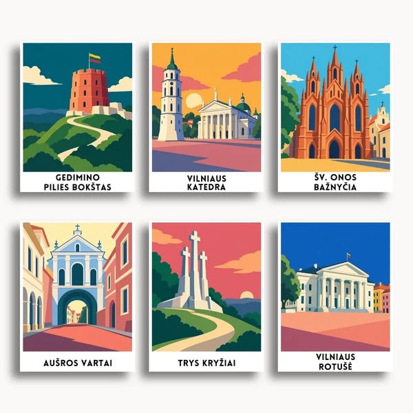 Vilnius Travel Posters - 6 Mini Kits paint by numbers kit
