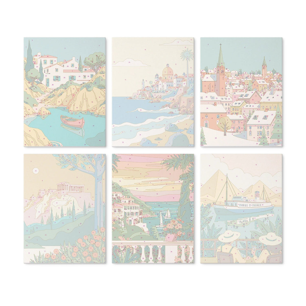 Wanderlust Views - Mini Paint by Numbers (6 Pieces) paint by numbers kit