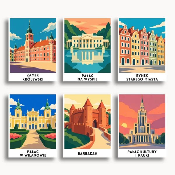 Warsaw Travel Posters - 6 Mini Kits paint by numbers kit