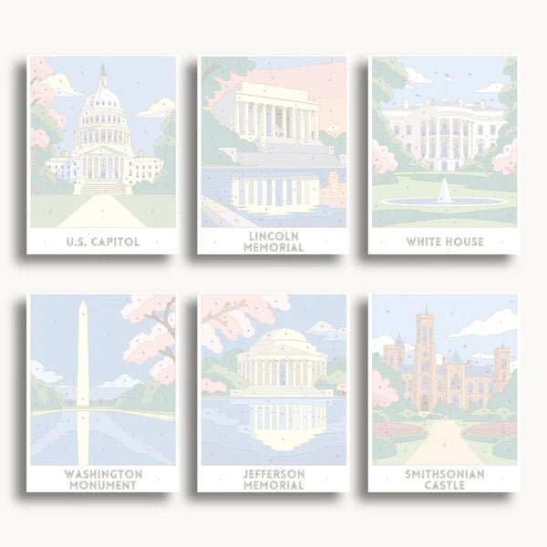 Washington, D.C. Travel Posters - 6 Mini Kits paint by numbers kit