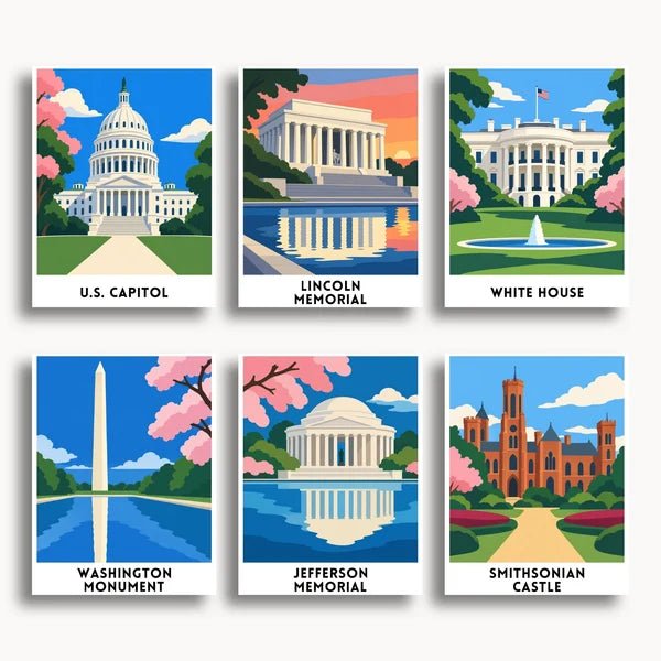 Washington, D.C. Travel Posters - 6 Mini Kits paint by numbers kit