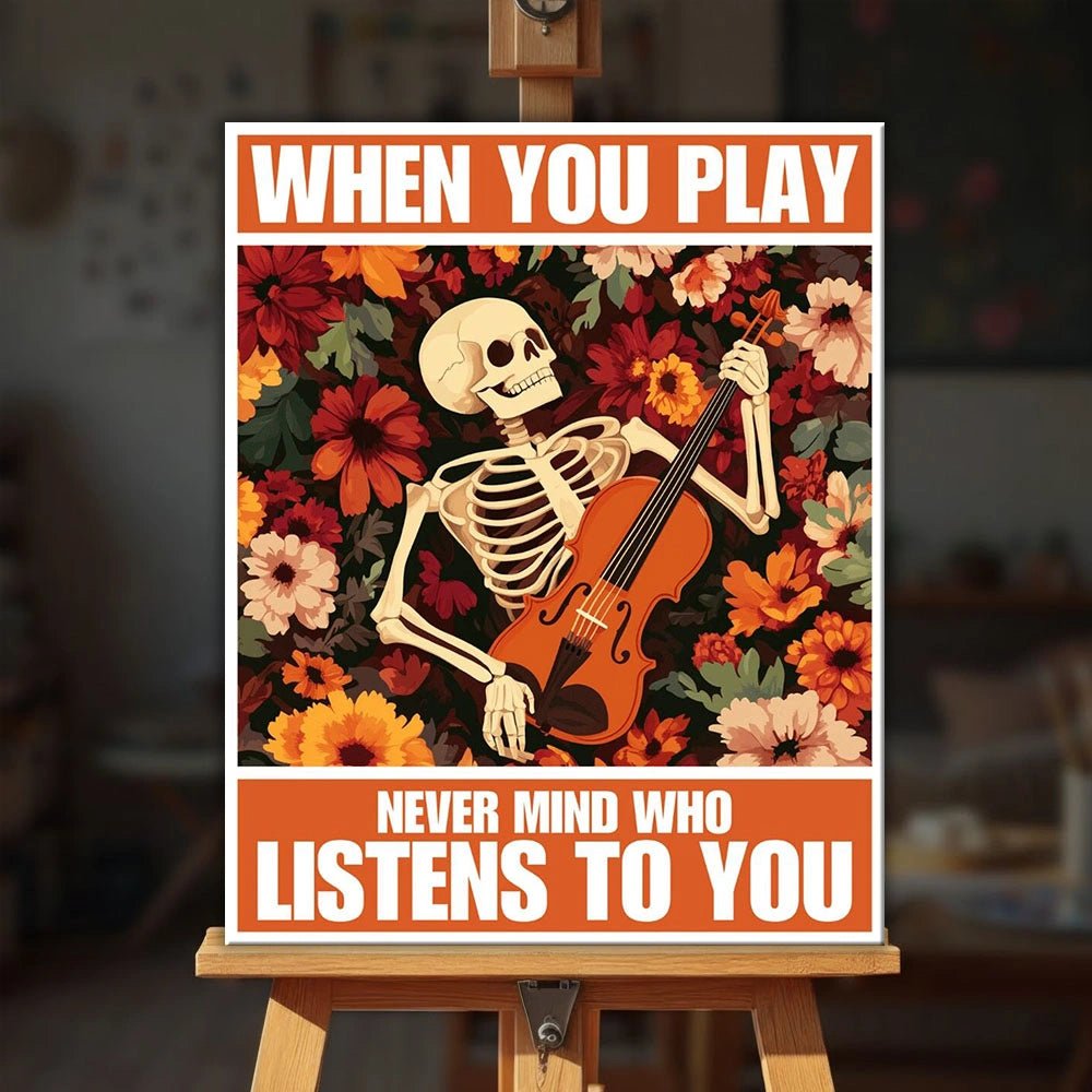 Who Listens to You paint by numbers kit displayed on easel in modern setting with vibrant pop art design
