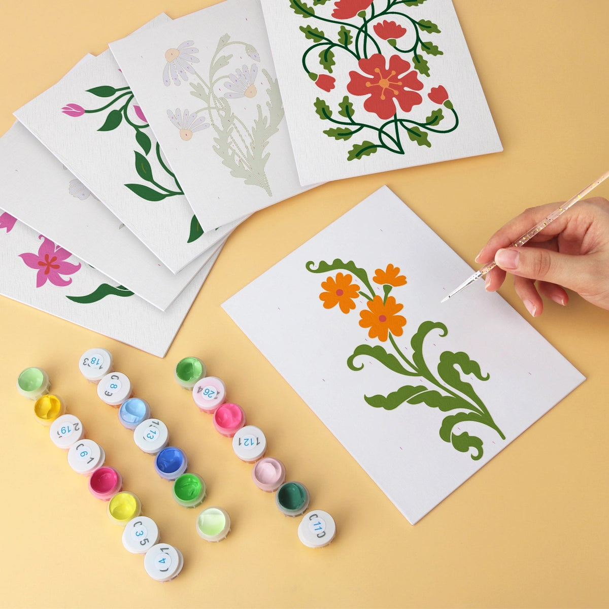 Wildflower Stems - Mini Paint by Numbers (6 Pieces) paint by numbers kit