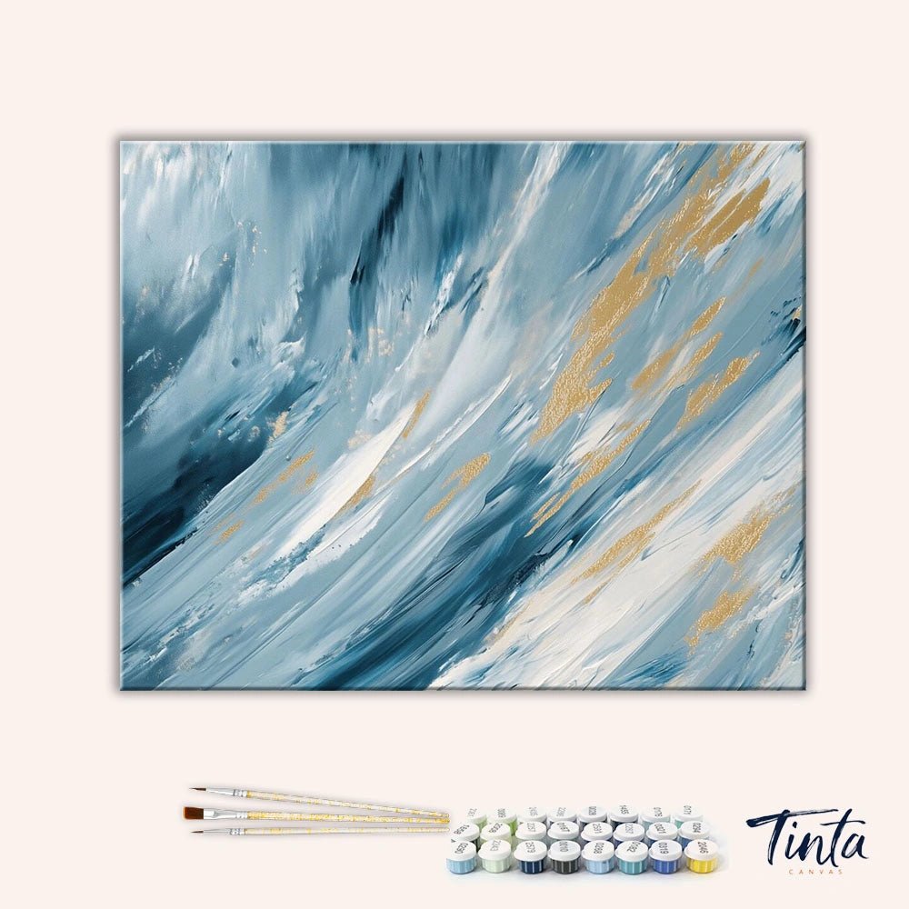 Clean artwork of Windswept Dreams paint by numbers kit featuring abstract textures and soft modern colors