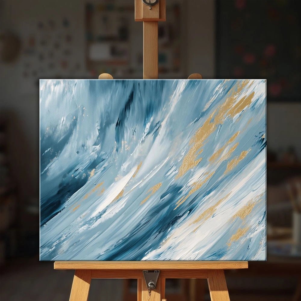 Windswept Dreams paint by numbers kit displayed on easel in minimal setting with elegant abstract design