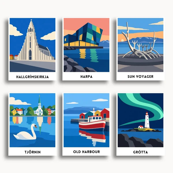 Reykjavik Travel Posters - 6 Mini Kits