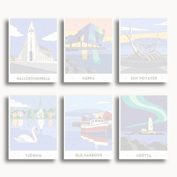 Reykjavik Travel Posters - 6 Mini Kits