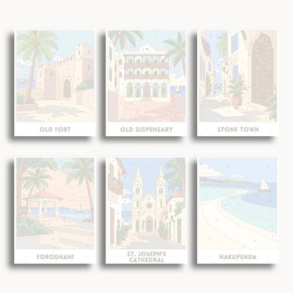 Zanzibar Travel Posters - 6 Mini Kits paint by numbers kit
