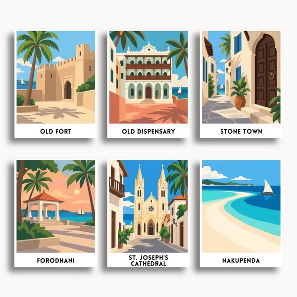 Zanzibar Travel Posters - 6 Mini Kits paint by numbers kit